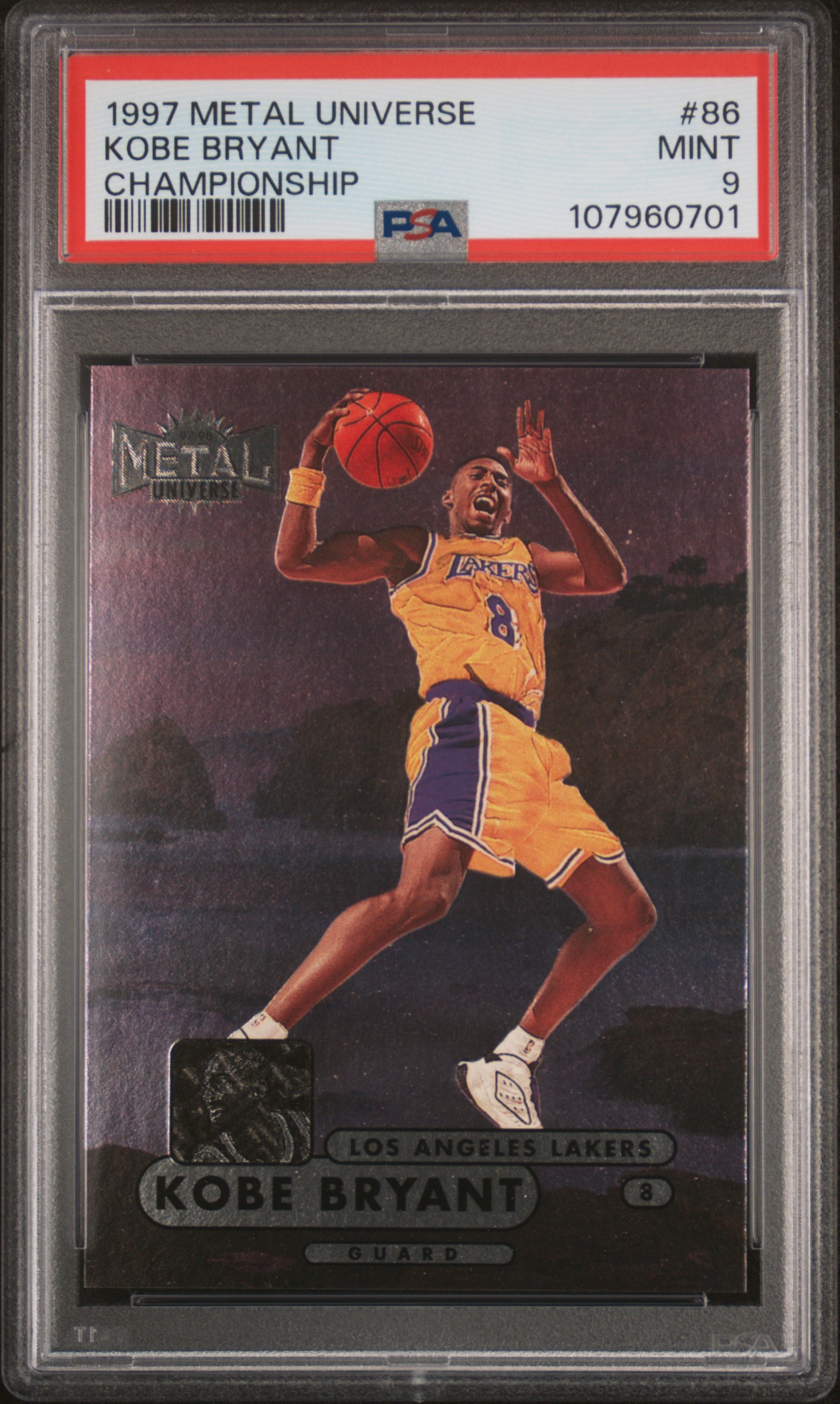 Reference photo: 1997 Metal Universe Championship Kobe Bryant #86, PSA 9