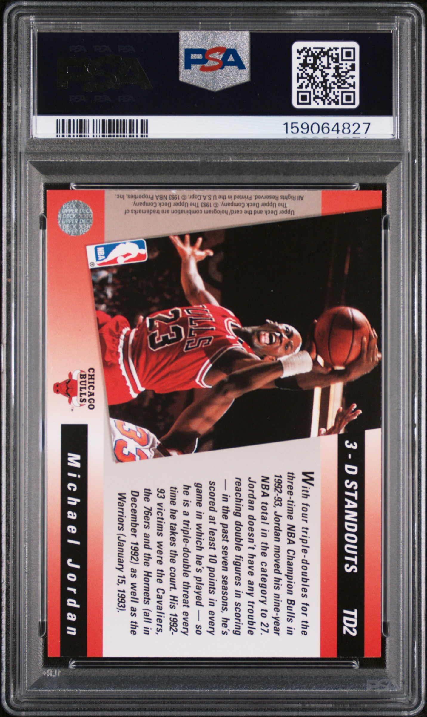 Back of Michael Jordan 1993 Upper Deck Triple Double