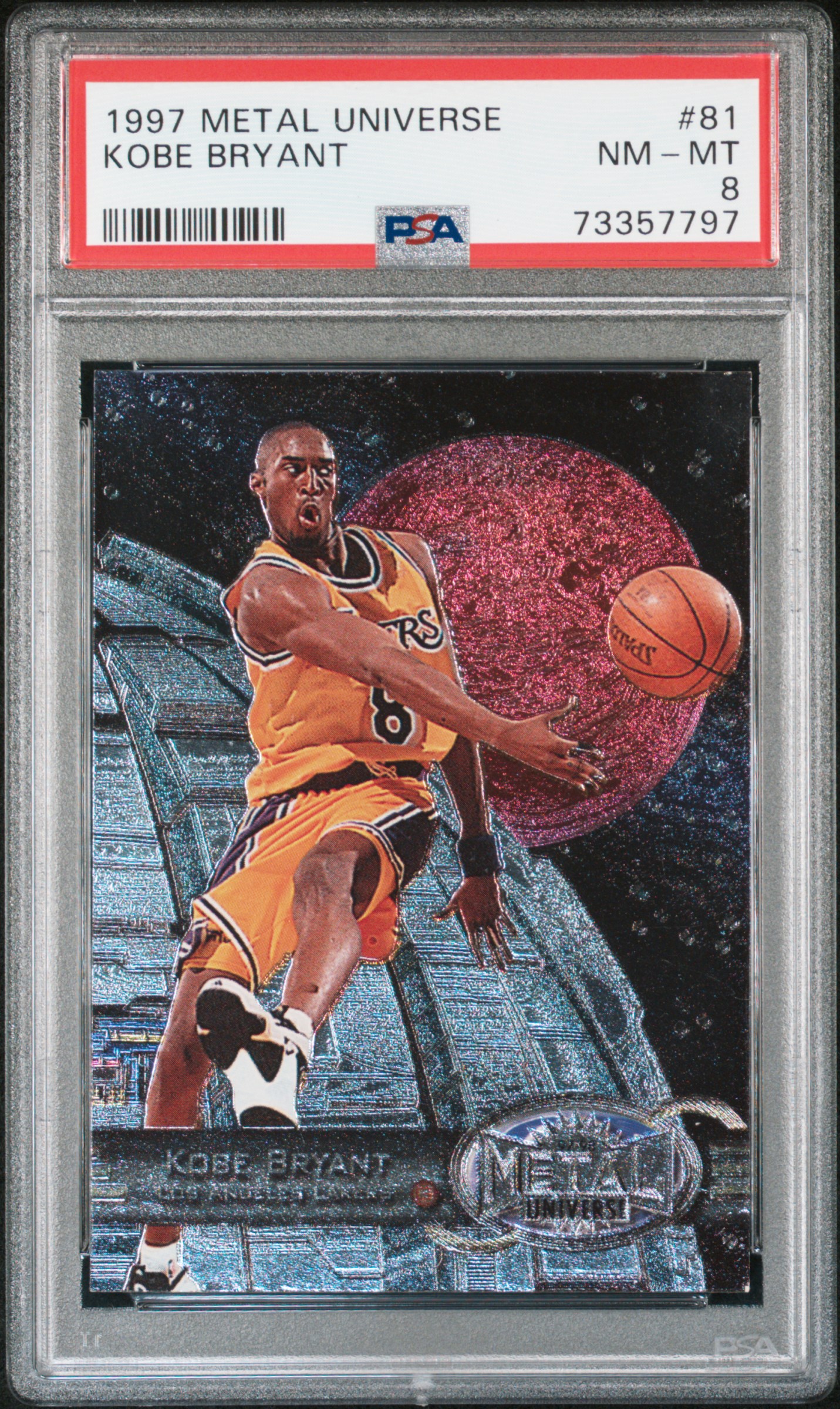 Reference photo: 1997 Metal Universe Kobe Bryant #81, PSA 8