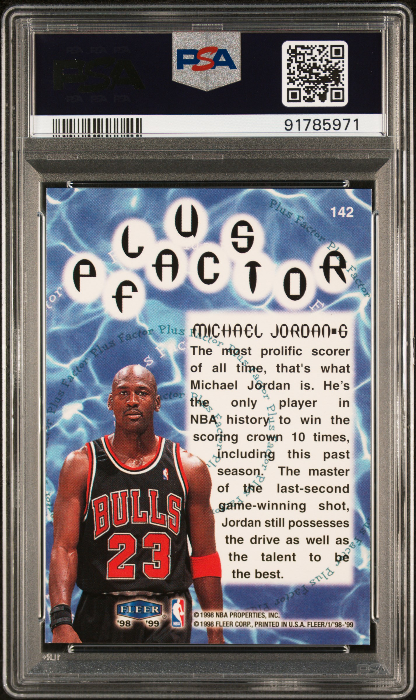 Back of Michael Jordan 1998 Fleer reference card